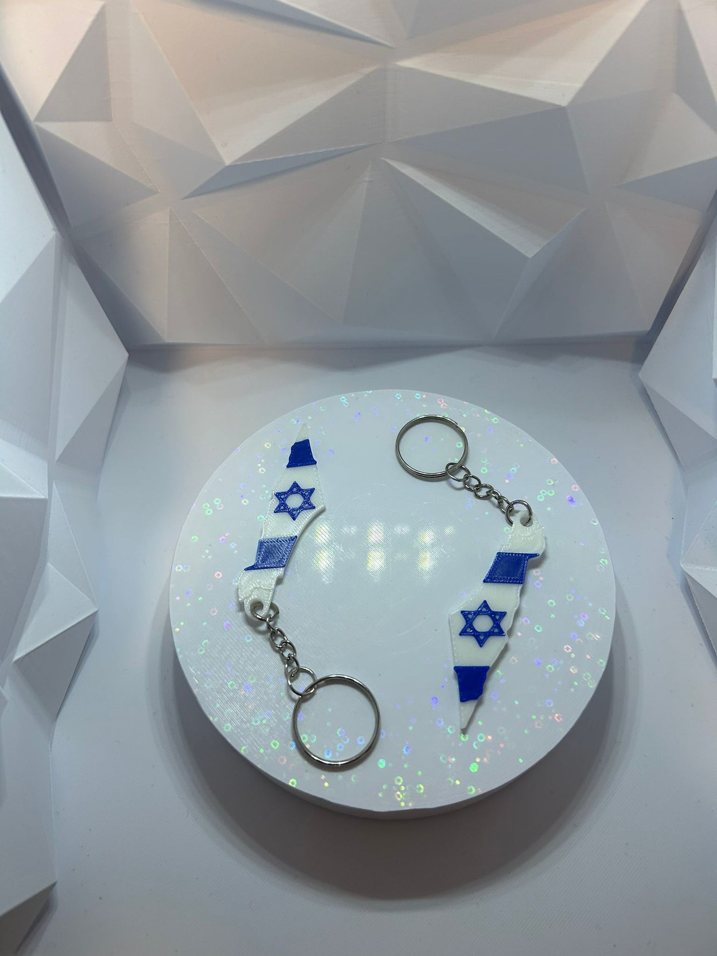 מחזיק מפתחות בעיצוב ארץ ישראל. עיצוב פטריוטי ומיוחד לחובבי המדינה והמורשת.